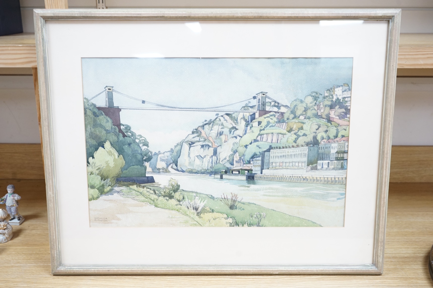 Veronica Burleigh, Clifton Bridge Bristol, signed, watercolour, 35 x 53cm